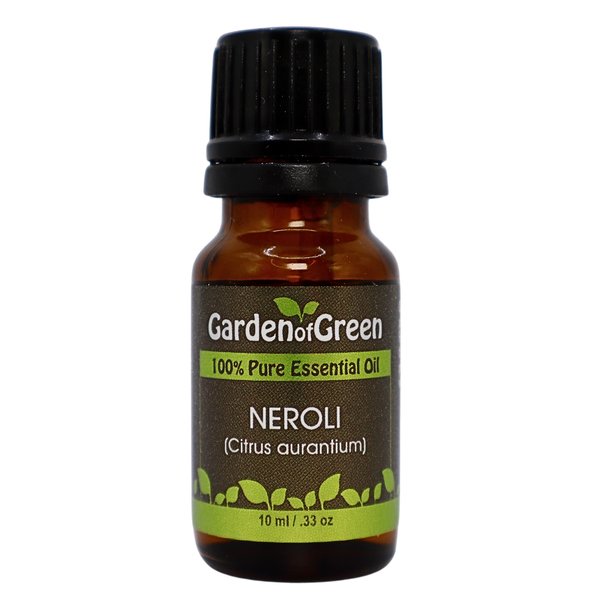 Neroli essential oil 10 ml front view with a white background