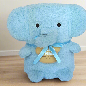 Jack & Friends Hypoallergenic Cuddly Animal, Warm Blanket for Baby, Toddler (Blue Elephant)