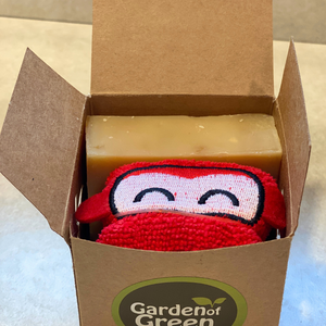 Kids Bath Gift Set with Lemon Soap & Red Car Washcloth – Eco-Friendly Gift Box