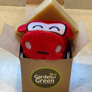 Kids Bath Gift Set with Lemon Soap & Red Car Washcloth – Eco-Friendly Gift Box