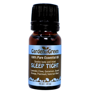 Sleep Tight essential oil blend crafted with lavender, sweet orange, patchouli, and valerian root, luxury aromatherapy product