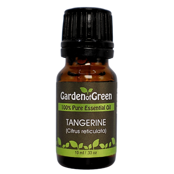 Tangerine essential oil 10 ml by garden of green front view with a white background